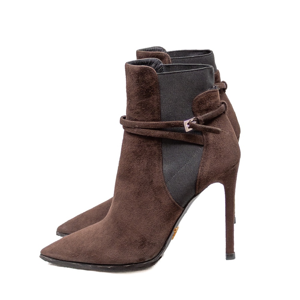 Prada Women's Brown Suede Stiletto Ankle Boots – Size EU 37 (US 6.5 –‎ 7) - Picture 3 of 10